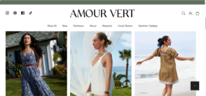 Amour vert brand's website interface 