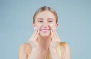 A woman toning her face 