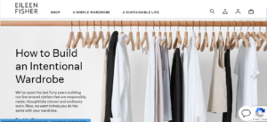 Eileen Fisher brand's website interface