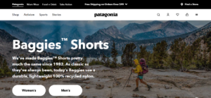 Patagonia's website interface