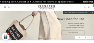 People Tree brand's website interface