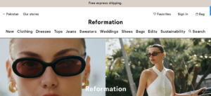 Reformation brand's website interface 