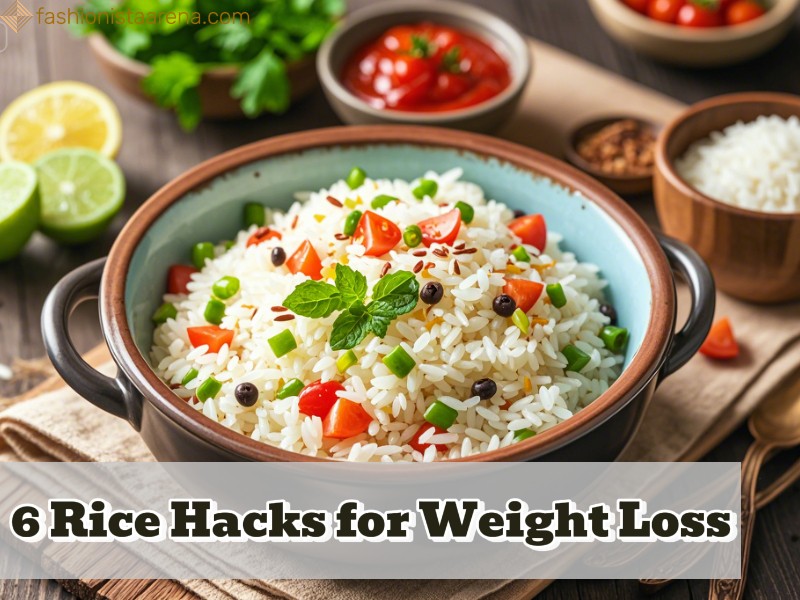 An image that shows Rice in bowl, 6 rice Hacks for weight loss