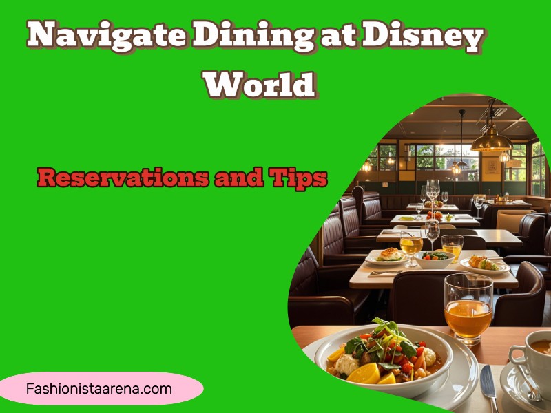 A family exploring dining options at Disney World, surrounded by vibrant attractions and themed restaurants.