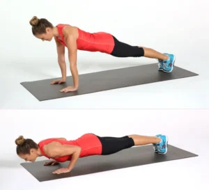 A woman doing pushing-ups workout