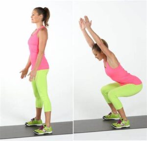 A woman doing squats workout