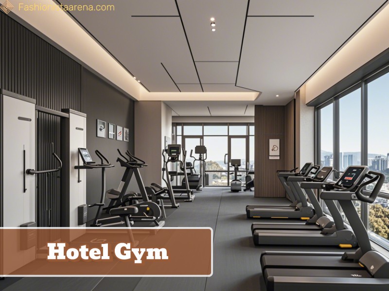 A hotel gym featuring treadmills and a large window, providing a bright and inviting workout environment.